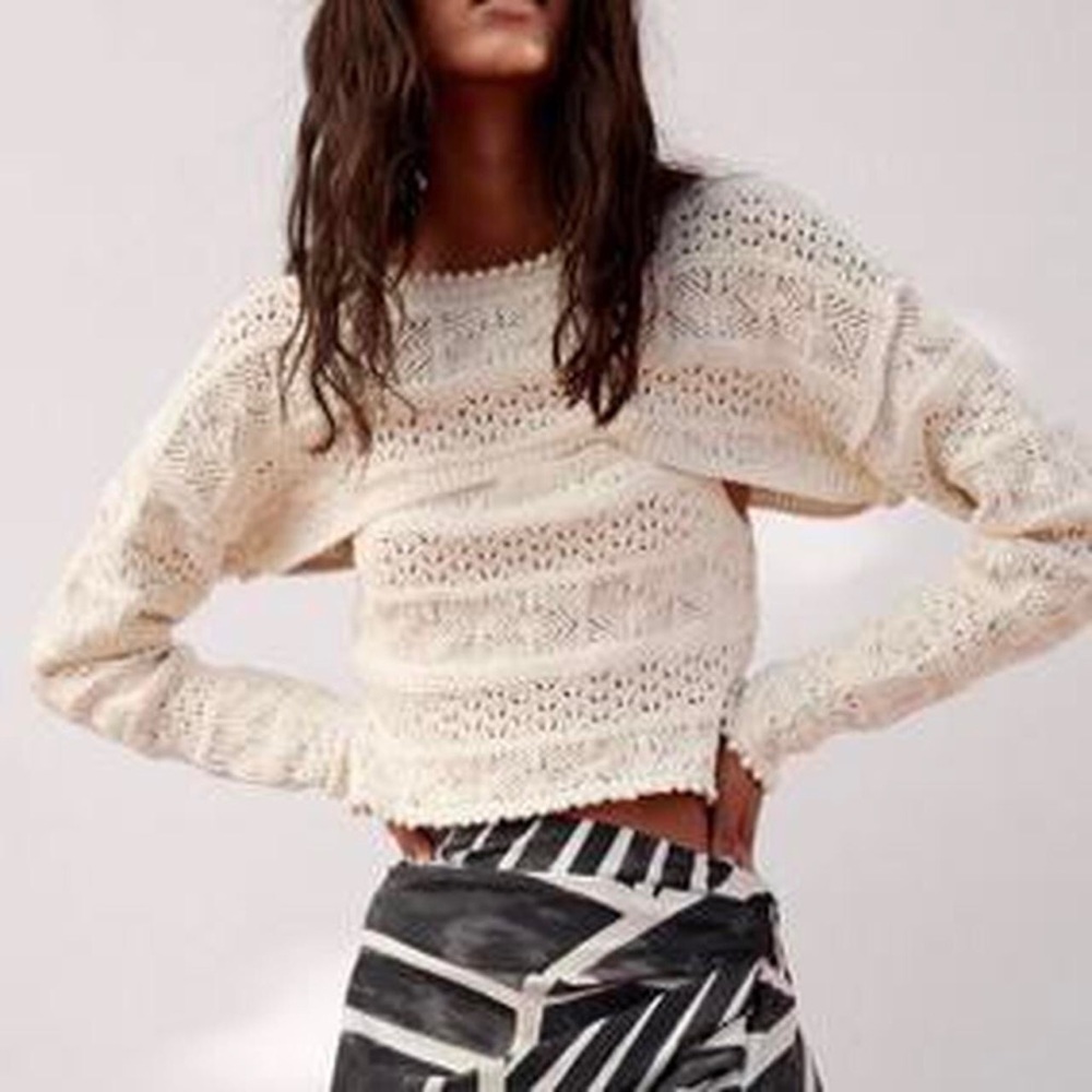 Zara crochet knit cream shrug sz.M